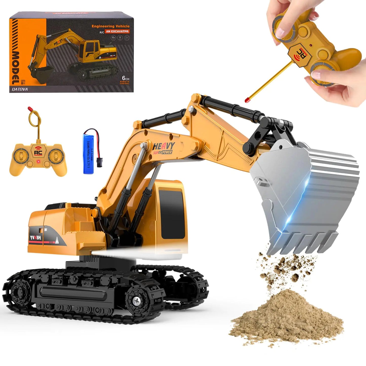 MQDMINI Remote Control Excavator Toys - Excavator Construction Toys for 6 7 8 Years Old Boys Simulation Mini Excavator Childrens Educational Toys Christmas and Birthday Gifts for Boys and Girls