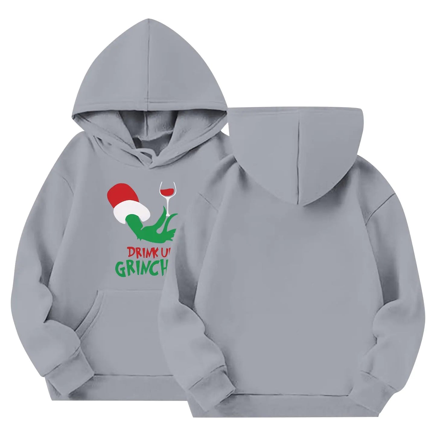 Boys Girls Christmas Hoodie Kids Long Sleeve Sweatshirts Xmas Pullover Funny Graphic Hoodie with Pocket Christmas Hoodie Kids Christmas Sweatshirt E Gray
